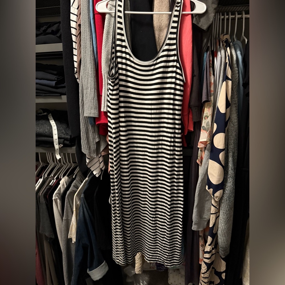 47 Black and White Striped Maxi Dress